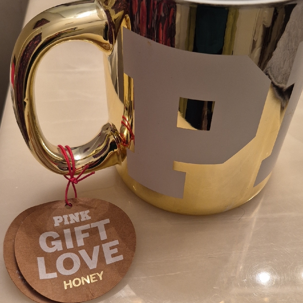 PINK Victoria's Secret Gold and Brown Gift Tag